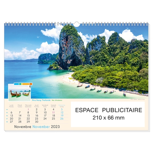 image du produit Calendrier Feuillet 2025  PLAGES DE REVE 32 x 43 cm - 13 feuillets