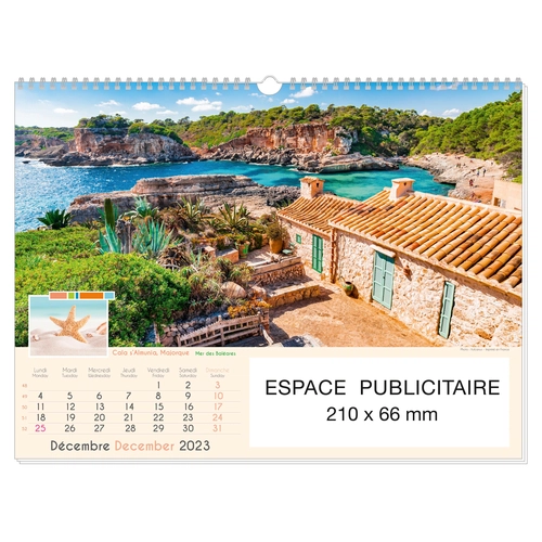 image du produit Calendrier Feuillet 2025  PLAGES DE REVE 32 x 43 cm - 13 feuillets