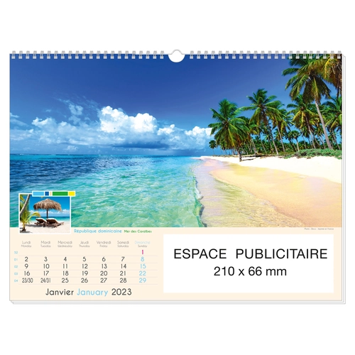 image du produit Calendrier Feuillet 2025  PLAGES DE REVE 32 x 43 cm - 13 feuillets