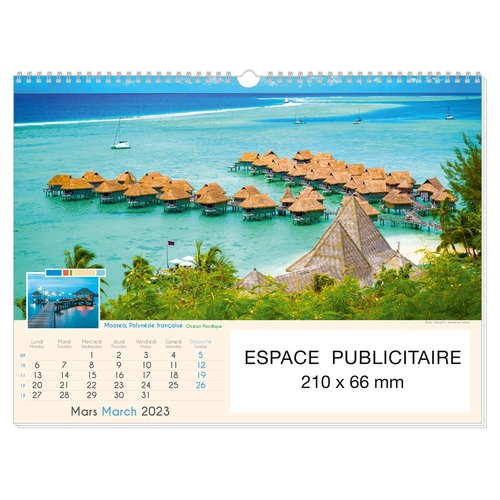 image du produit Calendrier Feuillet 2025  PLAGES DE REVE 32 x 43 cm - 13 feuillets