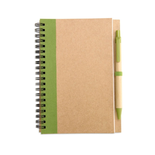 image du produit Carnet à spirales avec son stylo assorti - Papier et carton recyclé