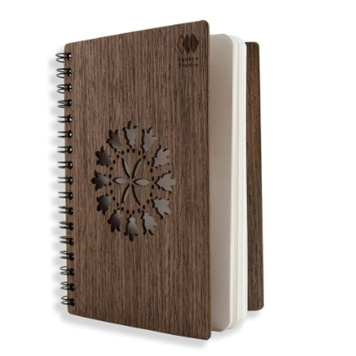 image du produit Carnet de notes A6 en bois à spirales - pages certifiées FSC