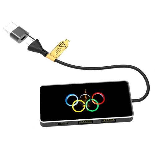 image du produit Chargeur hub avec ports type C et USB-A - logo lumineux