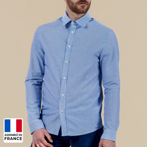 image du produit Chemise à rayure Homme coupée et confectionnée en France 100% coton