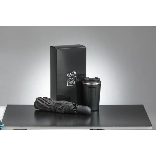 image du produit Coffret personnalisable avec mug isotherme 350 ml et parapluie automatique