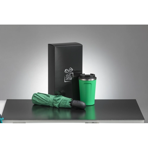 image du produit Coffret personnalisable avec mug isotherme 350 ml et parapluie automatique