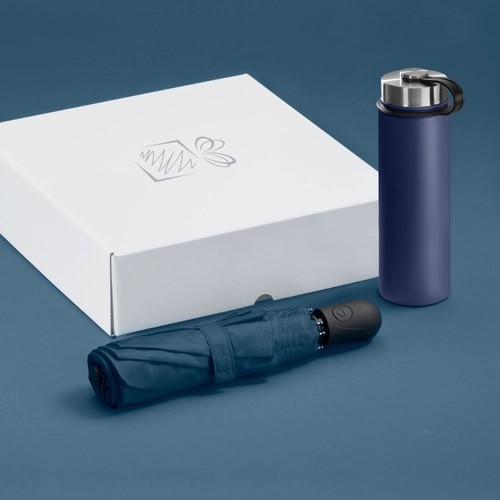 image du produit Coffret personnalisable avec mug isotherme 650 ml et parapluie automatique