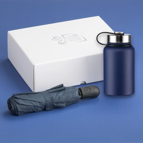 image du produit Coffret personnalisable avec thermos repas 600 ml et parapluie automatique