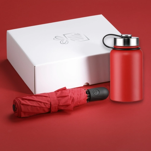 image du produit Coffret personnalisable avec thermos repas 600 ml et parapluie automatique