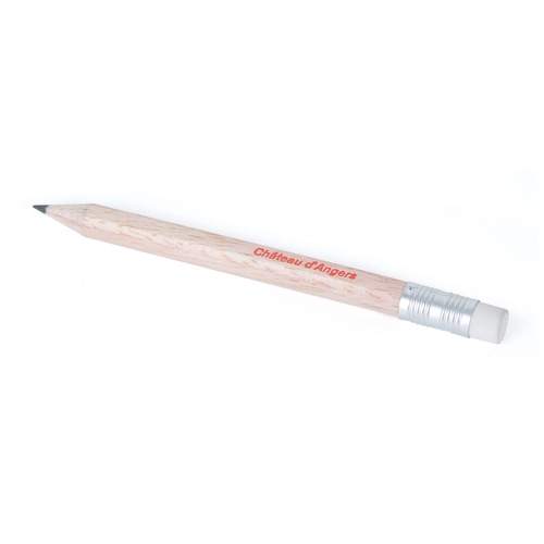 image du produit Crayon 8,7cm, sans vernis, rond tête gomme