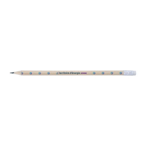 image du produit Crayon en bois français peuplier 17,6cm, rond tête gomme