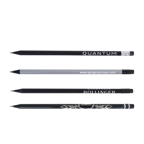 image du produit Crayon prestige black 17,6cm, vernis noir, rond tête gomme