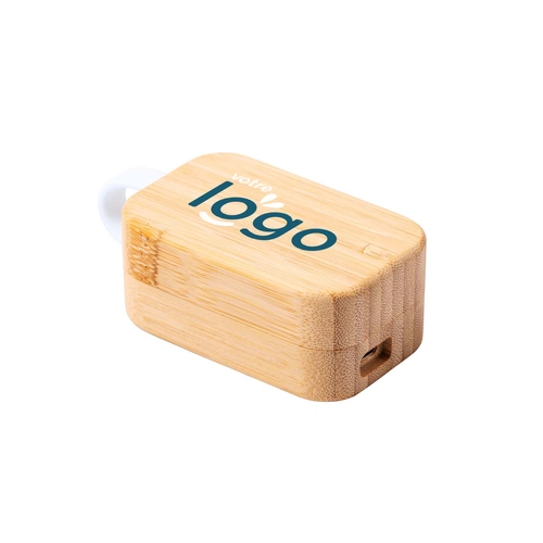 image du produit Ecouteurs bluetooth avec boîtier de chargement en bambou