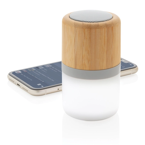 image du produit Enceinte 3W en bambou avec lumière d'ambiance