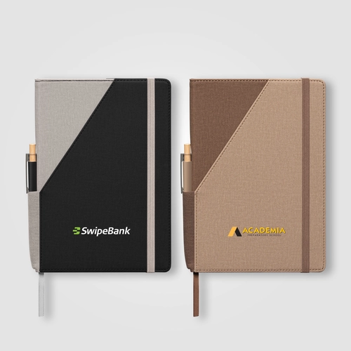 image du produit Ensemble carnet rechargeable en PU recyclé bicolore avec stylo – A5