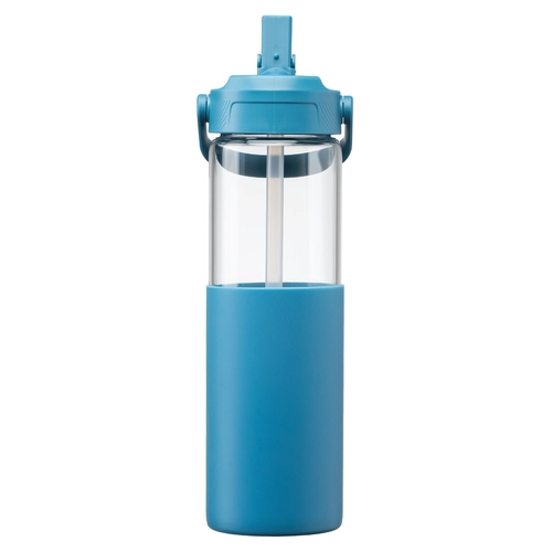 image du produit Gourde en verre avec manchon silicone et paille – 590 ml