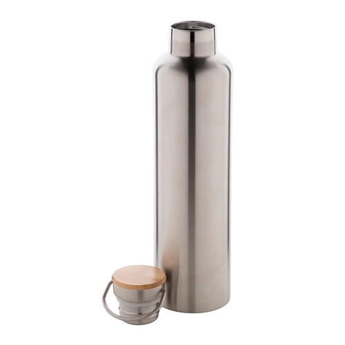 image du produit Gourde inox 1 litre - Thermos avec couvercle bambou