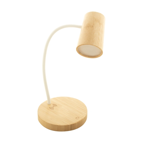 image du produit Lampe de bureau en bambou avec chargeur sans fil 15W