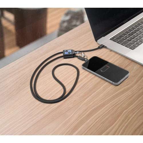 image du produit Lanière avec support pour smartphone inclus, câble USB-C et divers adaptateurs en ABS recyclé et TPE recyclé