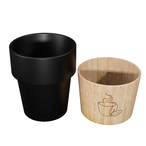 image du produit Mug céramique 150 ml avec sa base aimantée en bois d'hévéa