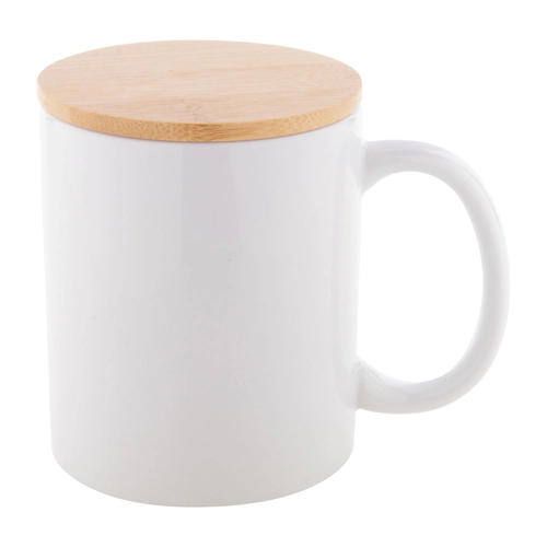 image du produit Mug céramique 300 ml avec son couvercle en bambou 