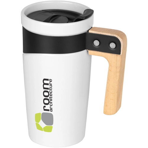 image du produit Mug céramique 475 ml avec poignée en bois naturel