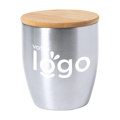 image du produit Mug double paroi en inox avec couvercle bambou - 280ml