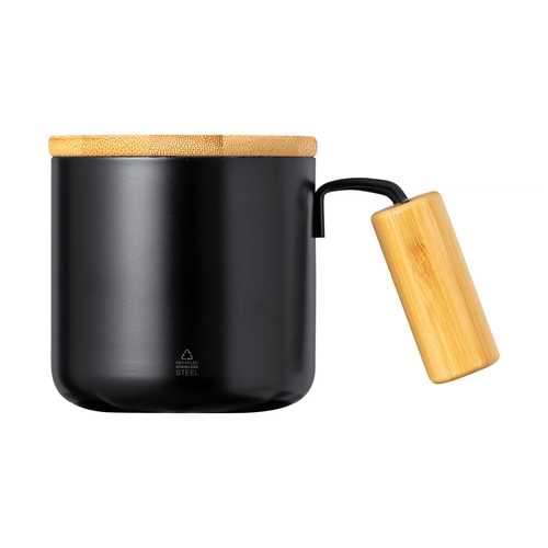 image du produit Mug thermos 330 ml en inox recyclé et couvercle en bambou