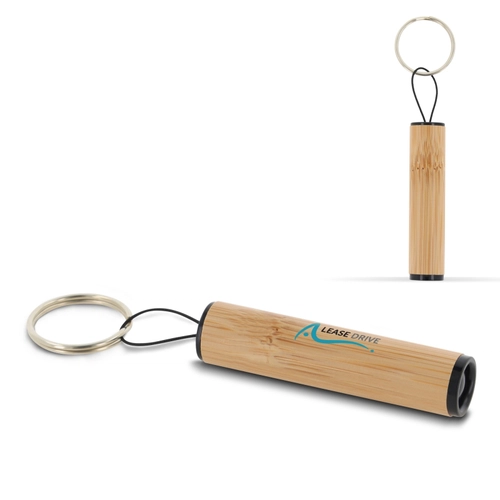 image du produit Porte clés lampe de poche en bambou