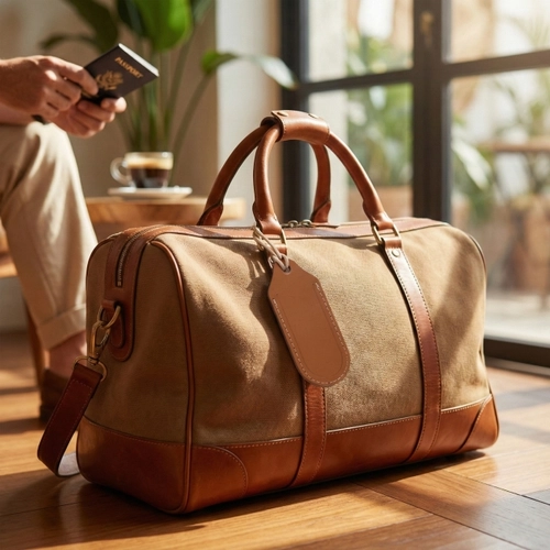 image du produit Porte-étiquette bagage cuir régénéré - made in France