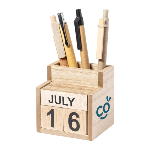 image du produit Porte stylo avec calendrier perpétuel en bois