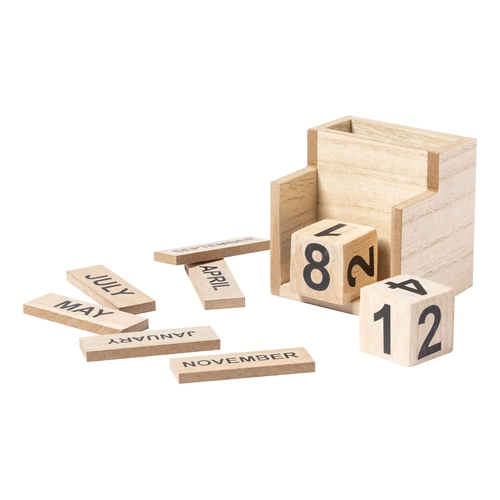 image du produit Porte stylo avec calendrier perpétuel en bois