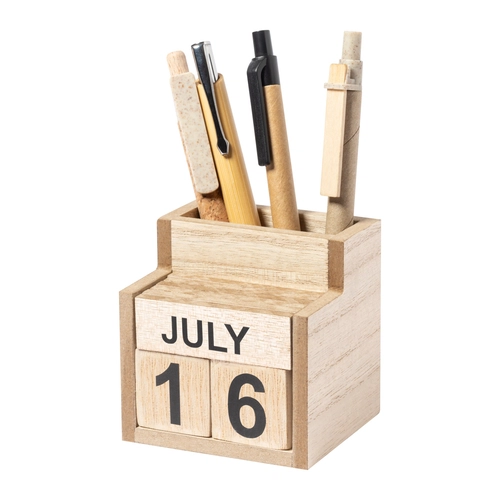 image du produit Porte stylo avec calendrier perpétuel en bois