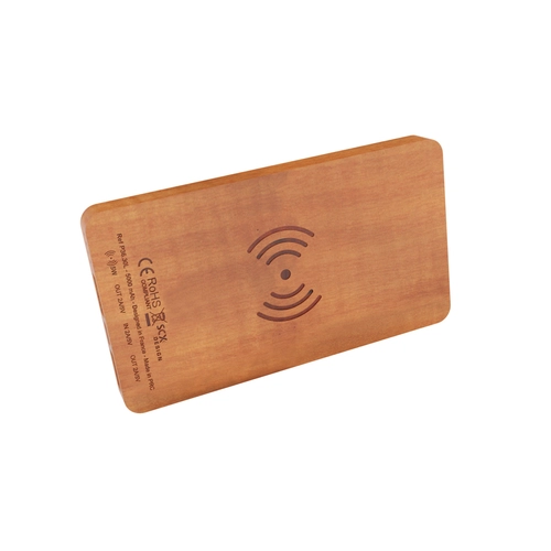 image du produit Powerbank 5000 mAh en bois d'érable FSC - logo lumineux