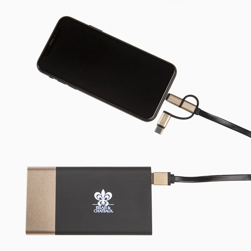 image du produit Powerbank bi-matière 5000 mAh avec logo lumineux