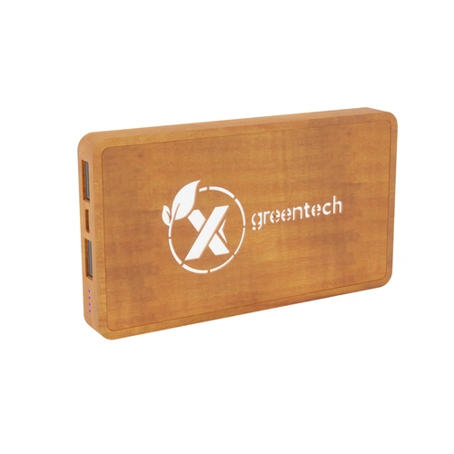 image du produit Powerbank lumineux en bois FSC avec câble 3 en 1 en RPET