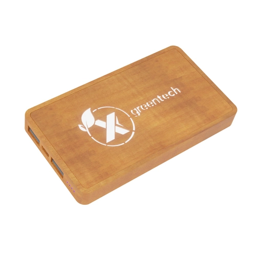 image du produit Powerbank lumineux en bois FSC avec câble 3 en 1 en RPET