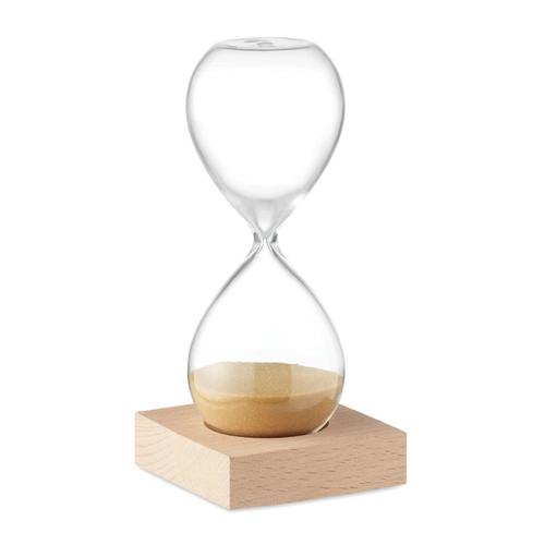 image du produit Sablier de 5 minutes en verre borosilicate avec base en bois de hêtre