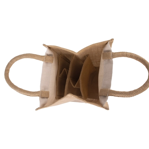image du produit Sac cabas pour 4 bouteille en jute 100% naturelle