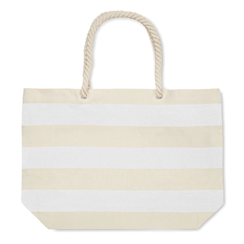 image du produit Sac de plage rayé en coton avec anses corde 220 gr/m2