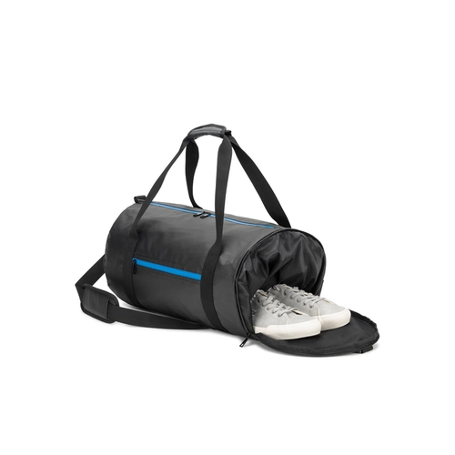 image du produit Sac de sport cylindrique en polyester recyclé haute densité 600D avec compartiment latéral pour les chaussures