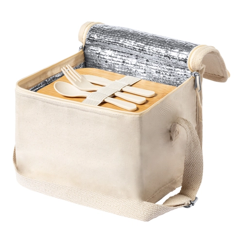 image du produit Sac isotherme coton avec lunch box et couverts bambou inclus