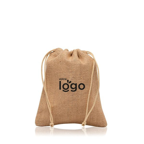 image du produit Sac moyen de jute, avec fermeture en cordon