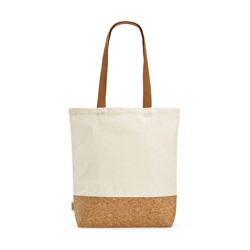 image du produit Sac shopping en coton reyclé et RPET avec fond en liège - Totebag 180g/m2