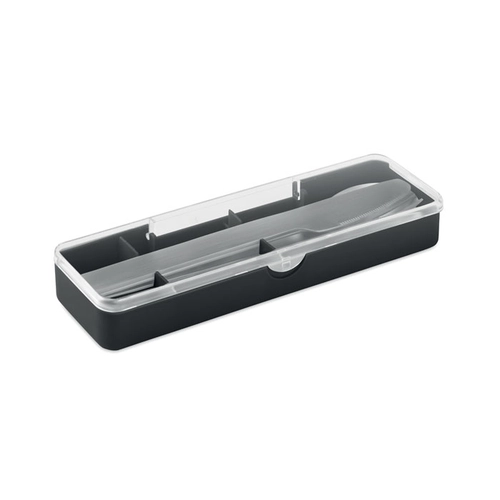 image du produit Set de couverts en acier inoxydable avec étui en PP