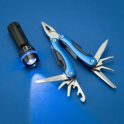 image du produit Set torche et grand outil multifonction - lampe de poche LED en aluminium