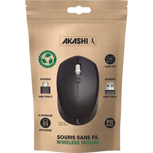 image du produit Souris éco sans fil avec double dongle Type A et Type C