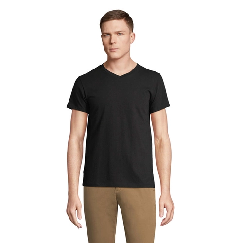 image du produit T-shirt col V, 100 % coton semi-peigné ringspun