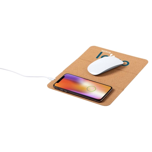 image du produit Tapis de souris en liège avec chargeur à induction