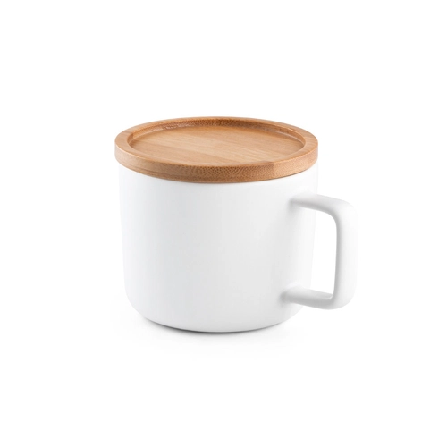 image du produit Tasse en céramique 230 ml avec couvercle et base en bambou